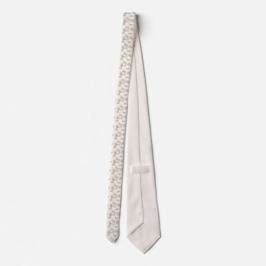 White and Gold Pumpkins Waterverf Pattern Stropdas (Achterkant)