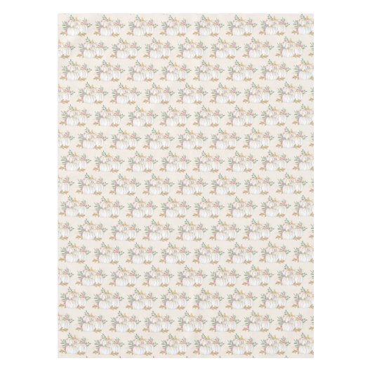 White and Gold Pumpkins Waterverf Pattern Tafelkleed (Voorkant)