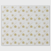 White and Gold Snowflakes Holiday Wrapping Paper Cadeaupapier (Vlak)
