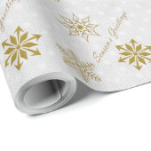 White and Gold Snowflakes Holiday Wrapping Paper Cadeaupapier (Rol Hoek)