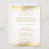 White and Gold Snowflakes Wedding Invitation Kaart (Voorkant)