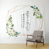 White and Gold Wedding Backdrop, Photo Booth Prop Wandkleed (In Situ (horizontaal))