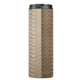 White and gray striped textile thermosbeker (Achterkant)