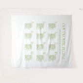 White and Green Fabric Wedding Seating Chart  Wandkleed (Voorkant (horizontaal))