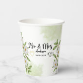 White and Green Floral Watercolor  Papieren Bekers (Voorkant)