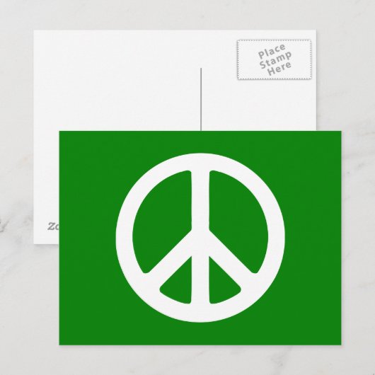 White and Green Peace Symbol Briefkaart (Voorkant / Achterkant)