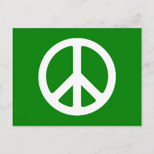 White and Green Peace Symbol Briefkaart