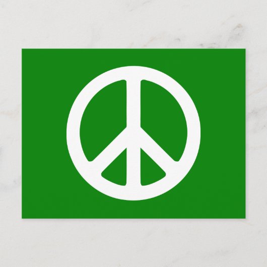 White and Green Peace Symbol Briefkaart (Voorkant)