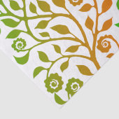 White and Green Swirly Floral Pattern Elegant Fall Tissuepapier (Detail)
