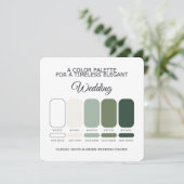 White and Green Wedding Color Palette Card Kaart (Staand voorkant)