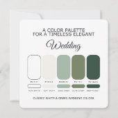 White and Green Wedding Color Palette Card Kaart (Achterkant)