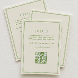 White and Green Wedding Details Qr Code Informatiekaartje