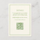 White and Green Wedding Details Qr Code Informatiekaartje (Voorkant)