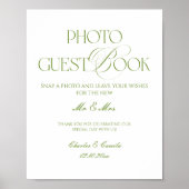White and Green Wedding Photo Guest Book Poster (Voorkant)