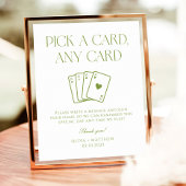White and Green Wedding Playing Card Guest Book Poster