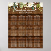 White and Greenery 12 Tables Wedding SEATING CHART Poster (Voorkant)