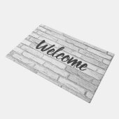 White and Grey Rustic Country Brick Welkom Deurmat (Schuin)