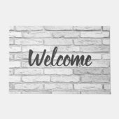 White and Grey Rustic Country Brick Welkom Deurmat (Voorkant)