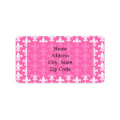 White and Hot Pink Fleur de Lis Pattern Etiket (Voorkant)