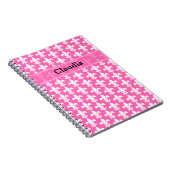 White and Hot Pink Fleur de Lis Pattern Notitieboek (Rechterzijde)