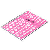 White and Hot Pink Fleur de Lis Pattern Notitieboek (Linkerzijde)