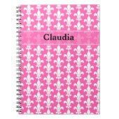 White and Hot Pink Fleur de Lis Pattern Notitieboek (Voorkant)