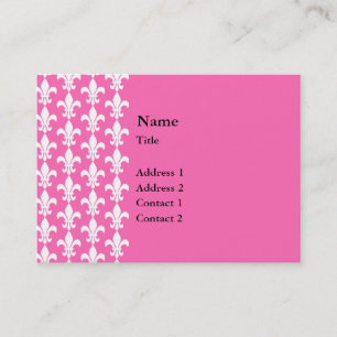 White and Hot Pink Fleur de Lis Pattern Visitekaartje