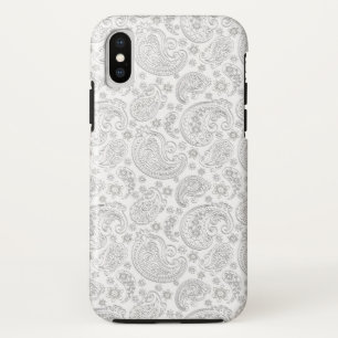 White and Light Grey Floral Paisley Pattern Case-Mate iPhone Case