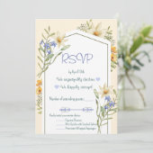 White And Lilac Wildflowers Geometric RSVP Card Kaart (Staand voorkant)