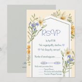 White And Lilac Wildflowers Geometric RSVP Card Kaart (Voorkant / Achterkant)