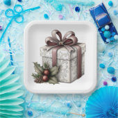 WHITE AND MAUVE HOLIDAY CHRISTMAS THEME PAPIEREN BORDJE (Feest)