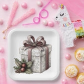 WHITE AND MAUVE HOLIDAY CHRISTMAS THEME PAPIEREN BORDJE (Feest)