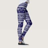 White and Navy Blue Elephant Tribal Pattern Leggings (Rechts)