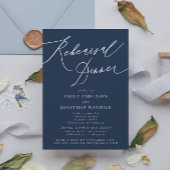White and Navy Blue Wedding Rehearsal Dinner Kaart