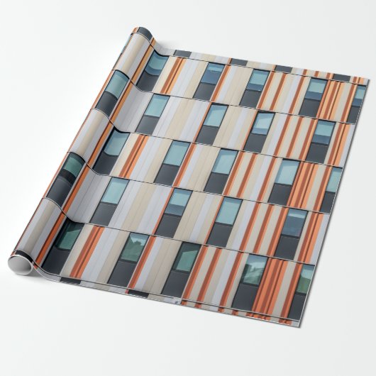 White and Orange Building Cadeaupapier (Uitgerold)