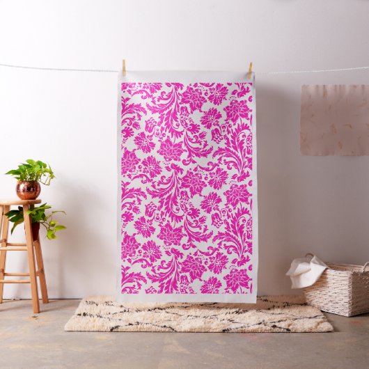 White and pink floral damask stof (Voorbeeld)