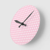 White and Pink Polka Dots Pattern. Ronde Klok (Hoek)