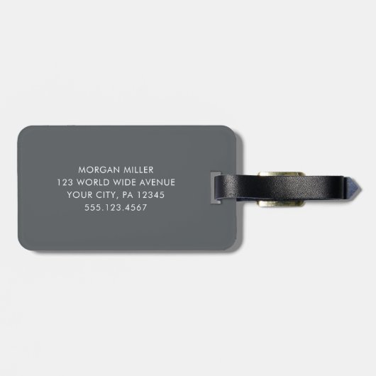 White and Pink striped Shadow Monogram bridesmaid Bagagelabel (Achterkant horizontaal)