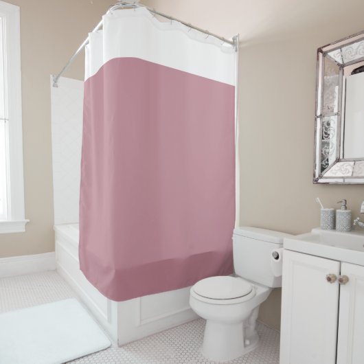White and Pink Two Tone Shower Curtain Douchegordijn (In situ)