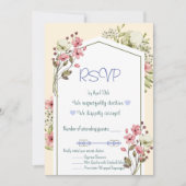 White And Pink Wildflowers Geometric RSVP Card Kaart (Voorkant)