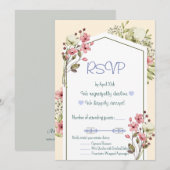 White And Pink Wildflowers Geometric RSVP Card Kaart (Voorkant / Achterkant)