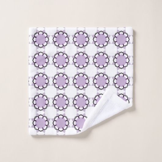 White and purple geometric mandala pattern Towel Bad Handdoek (Wasdoekje)