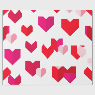 White and Read Origami Style Valentine Wrapping  Cadeaupapier