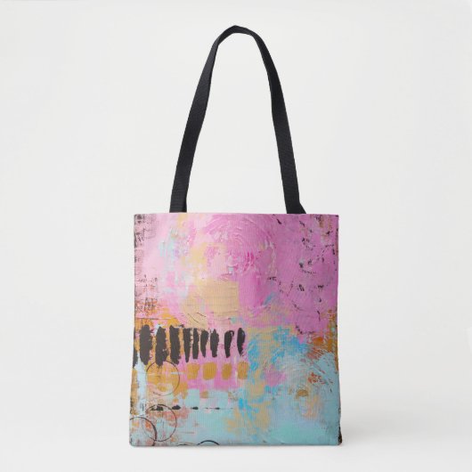 WHITE AND RED ABSTRACT PAINTING TOTE BAG (Voorkant)