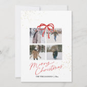 White and Red Aesthetic Family Christmas Card Save The Date (Voorkant)