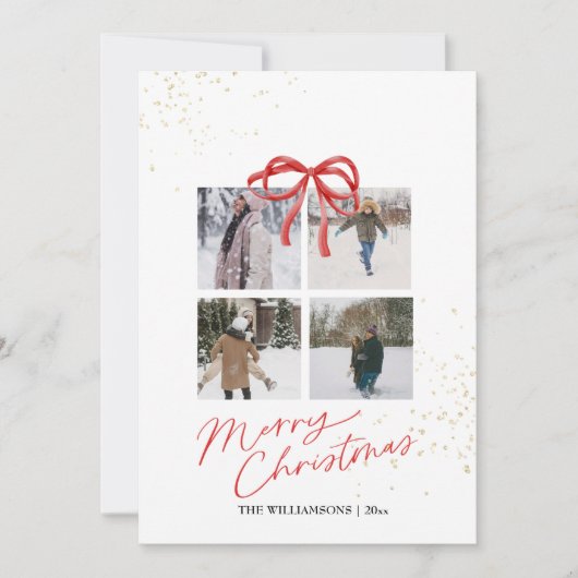 White and Red Aesthetic Family Christmas Card Save The Date (Voorkant)