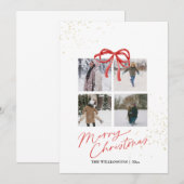 White and Red Aesthetic Family Christmas Card Save The Date (Voorkant / Achterkant)