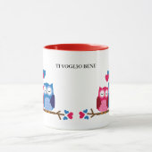 White and Red Ceramic Mug with Romantic Owl Couple Mok (Midden)
