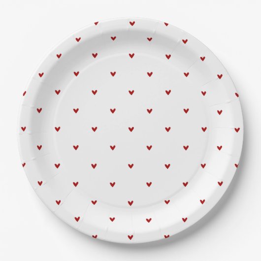 White and Red Hearts Pattern Valentine's Day Papieren Bordje (Voorkant)