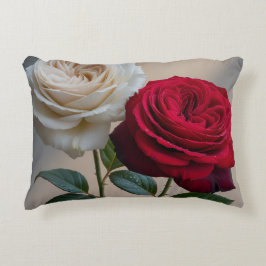 White and Red Rose Home Decor Pillow Accent Kussen